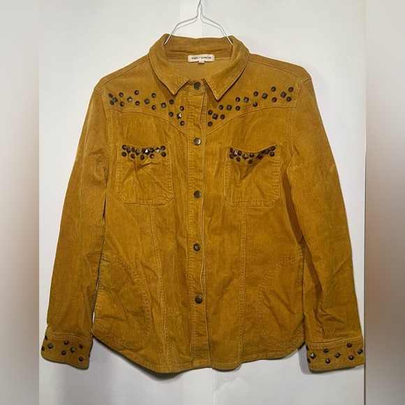 Angel + Premium Corduroy Mustard Yellow Fall Jacket W/ Embellishments Size L - Picture 1 of 6